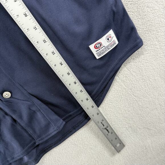 Detroit Tigers Baseball Jersey Men's Large Blue Orange Button Spellout Retro NEW - Picture 3 of 7